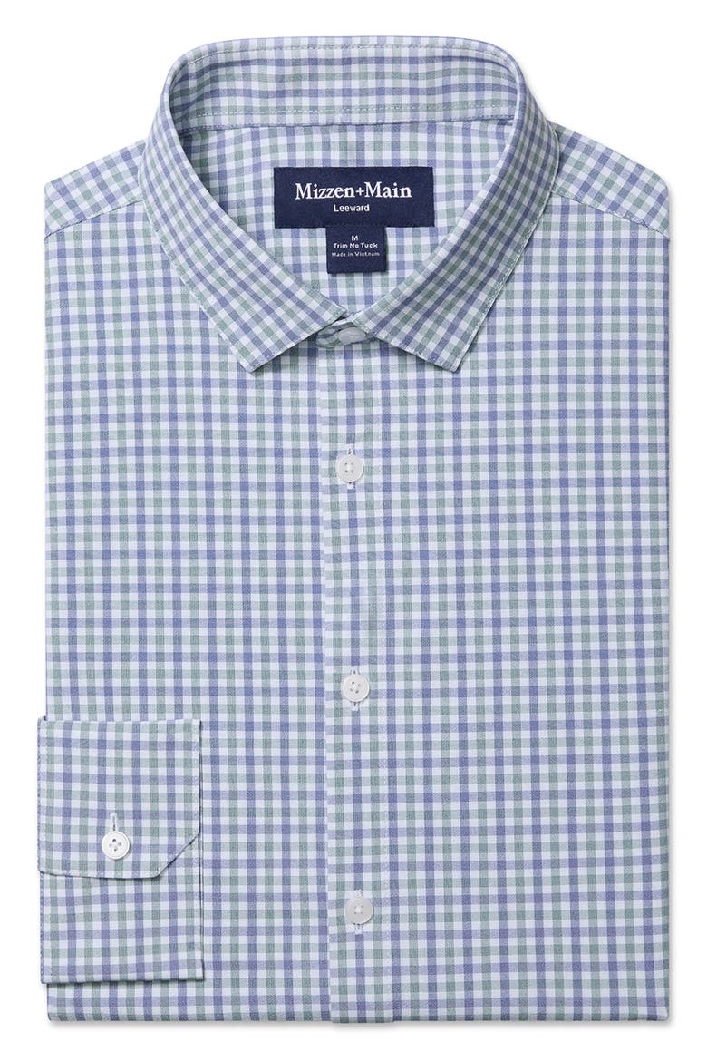 Leeward Trim Fit Olive Miles Plaid No Tuck Button-Up Shirt, Alternate, color, OLIVE MILES PLAID