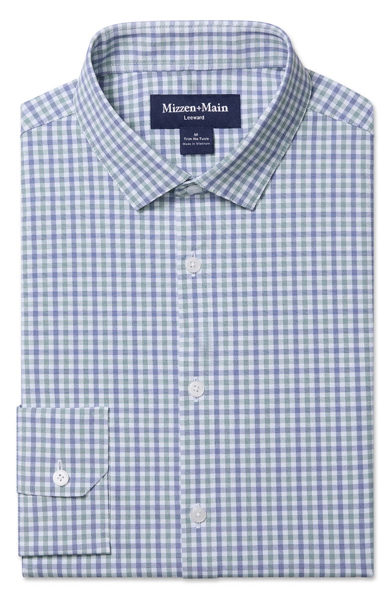 Mizzen+Main Leeward Trim Fit Olive Miles Plaid No Tuck Button-Up Shirt, Alternate, color, Olive Miles Plaid