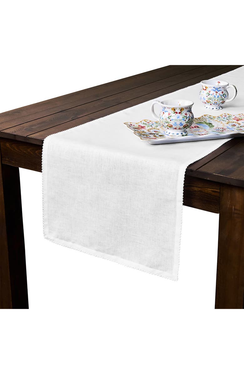 Juliska Berry Scallop Linen Table Runner, Alternate, color, White