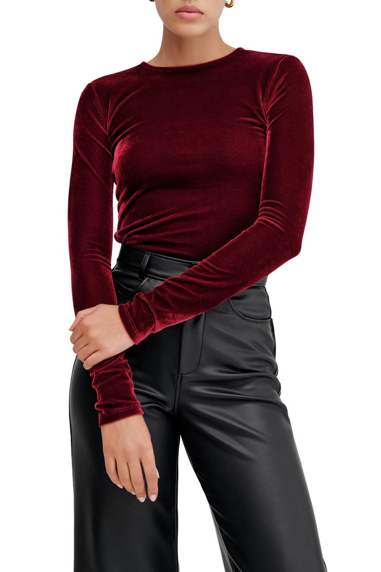 Ansley Velvet Top, Main, color, CRIMSON