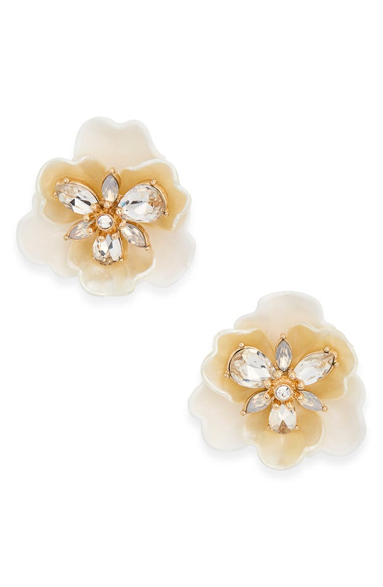 AK ANNE KLEIN Flower Stud Earrings, Main, color, White