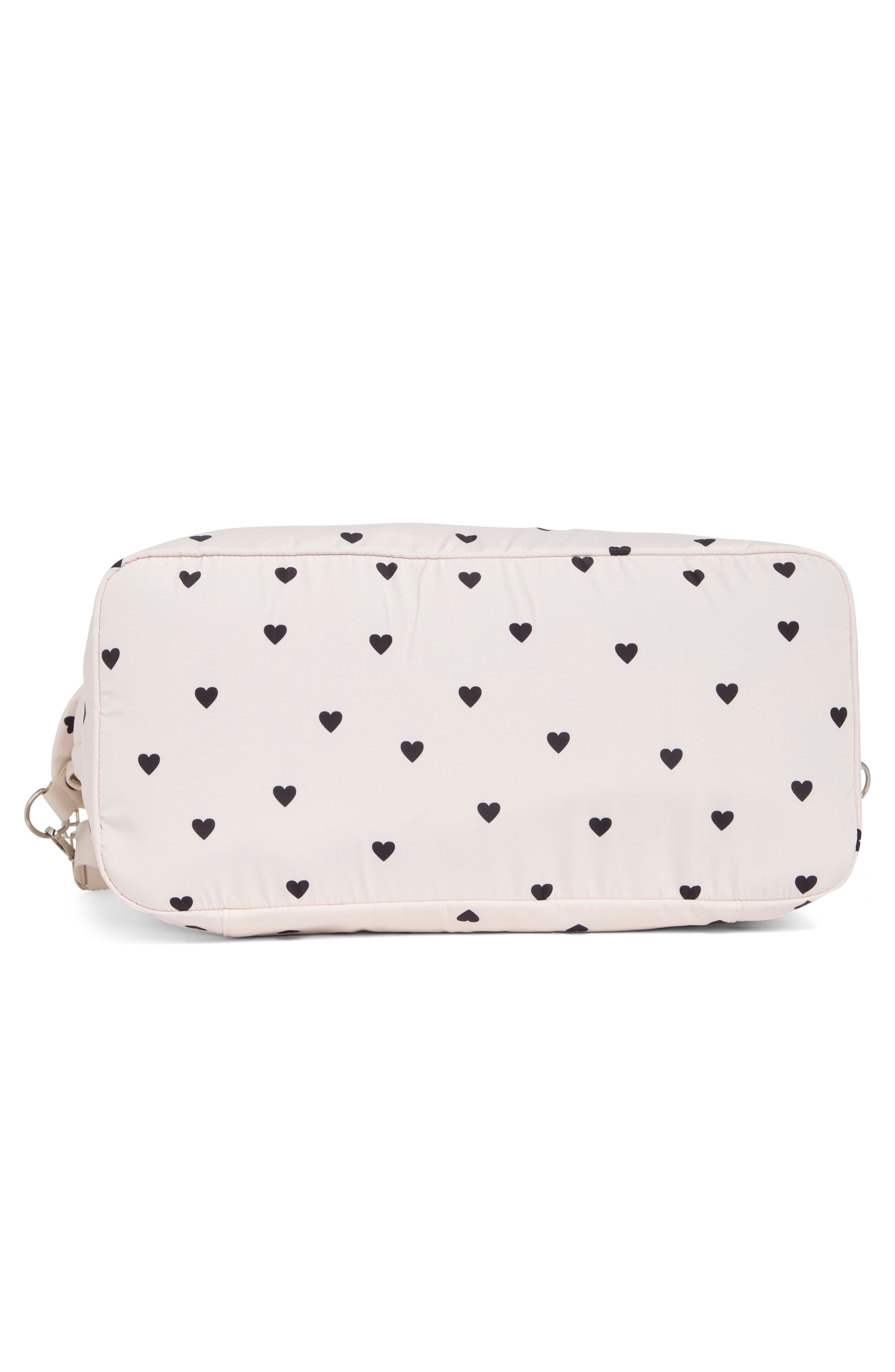 Madden Girl Nylon Weekender Bag, Alternate, color, Cream/ Black Hearts