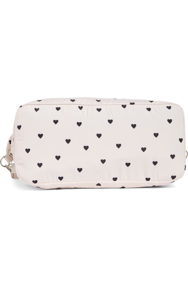 Madden Girl Nylon Weekender Bag, Alternate, color, Cream/ Black Hearts
