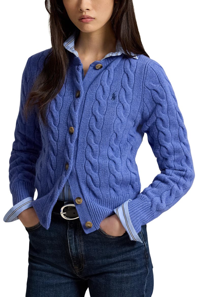 Wool & Cashmere Cardigan, Main, color, BLUE