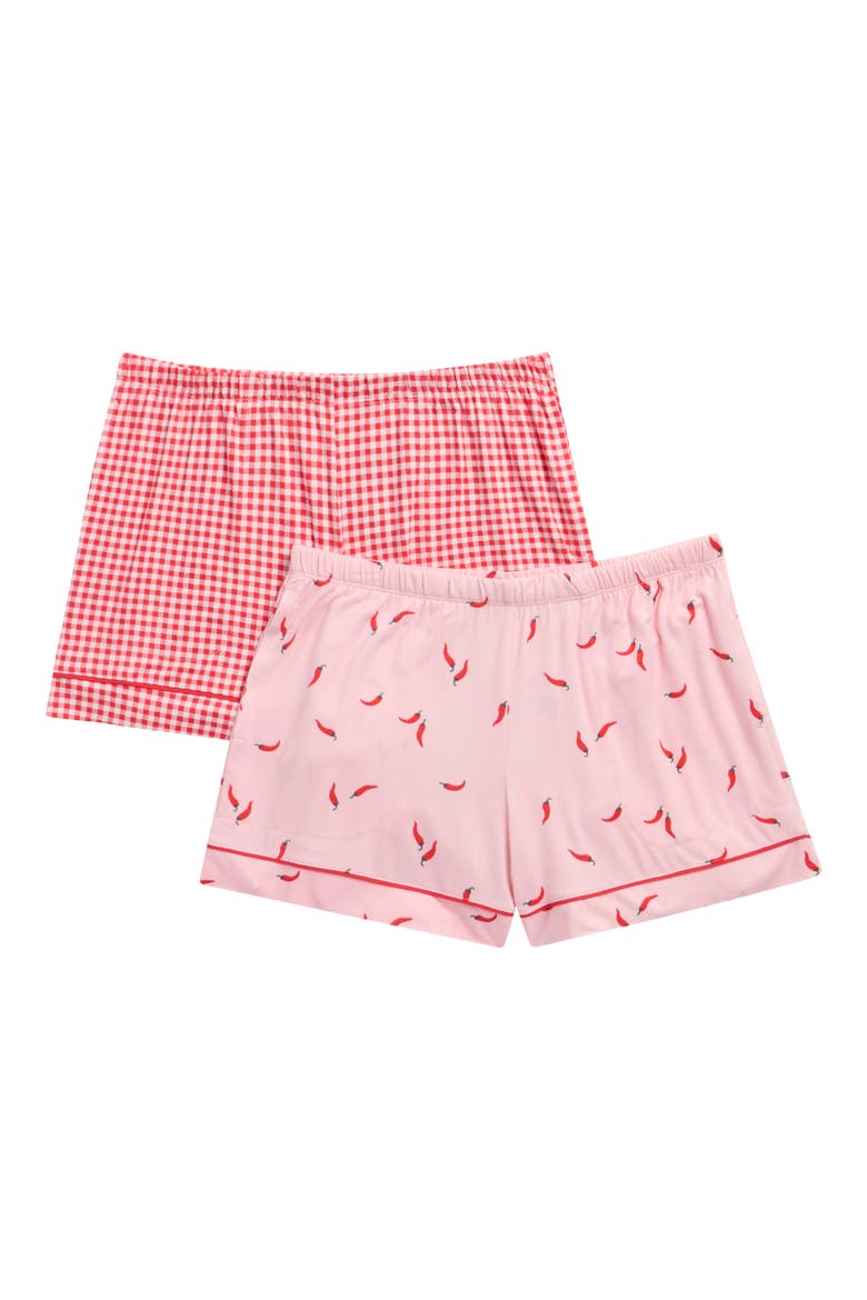 2-Pack Piped Pajama Shorts, Main, color, FRENCH PLAID CHILLIES