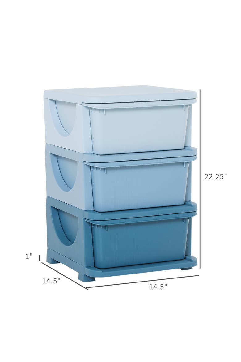 4-Tier Kids Storage Unit with Drawers​, Alternate, color, Blue
