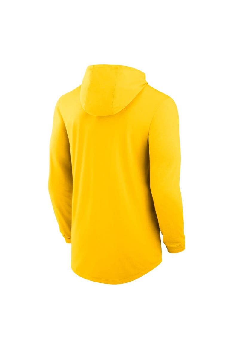Men's Jordan Brand Maize Michigan Wolverines Classic Arch Tri-Blend Dri-FIT Long Sleeve Hoodie T-Shirt, Alternate, color, Maize