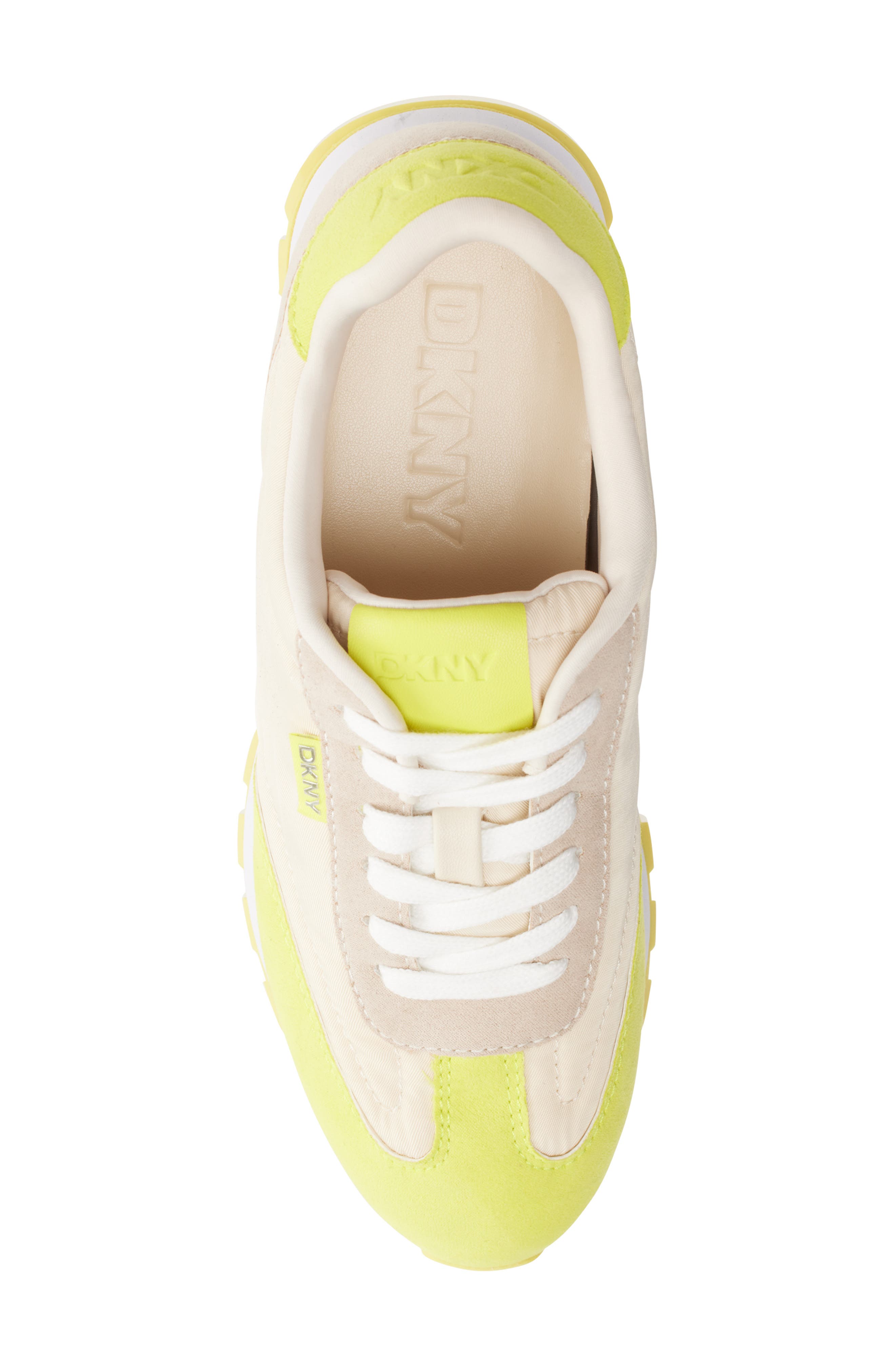 DKNY Forsythe Sneaker, Alternate, color, Bone/ Fluorescent Yellow