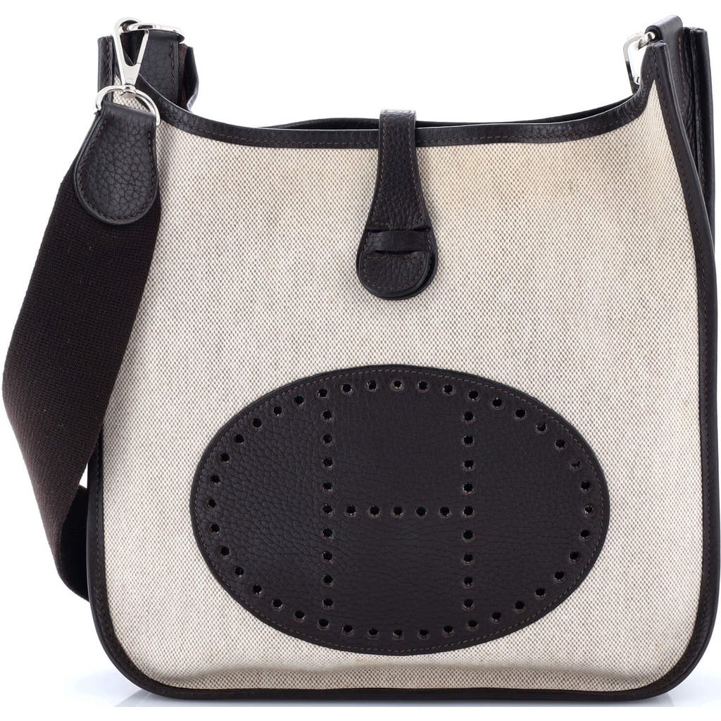 Pre-owned Hermes Hermes Evelyne Bag Gen Ii Toile And Leather Pm In Silver