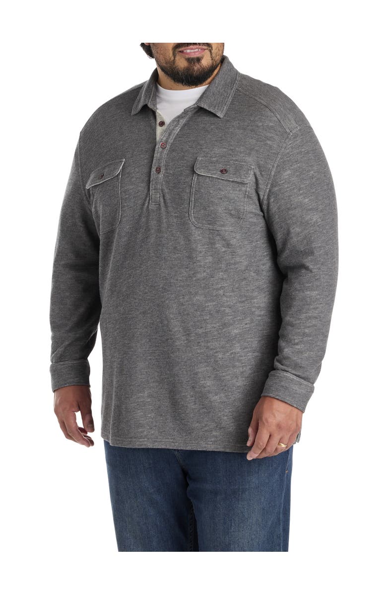 Tommy Bahama Big & Tall Long-Sleeve Polo Shirt, Alternate, color, Charcoal