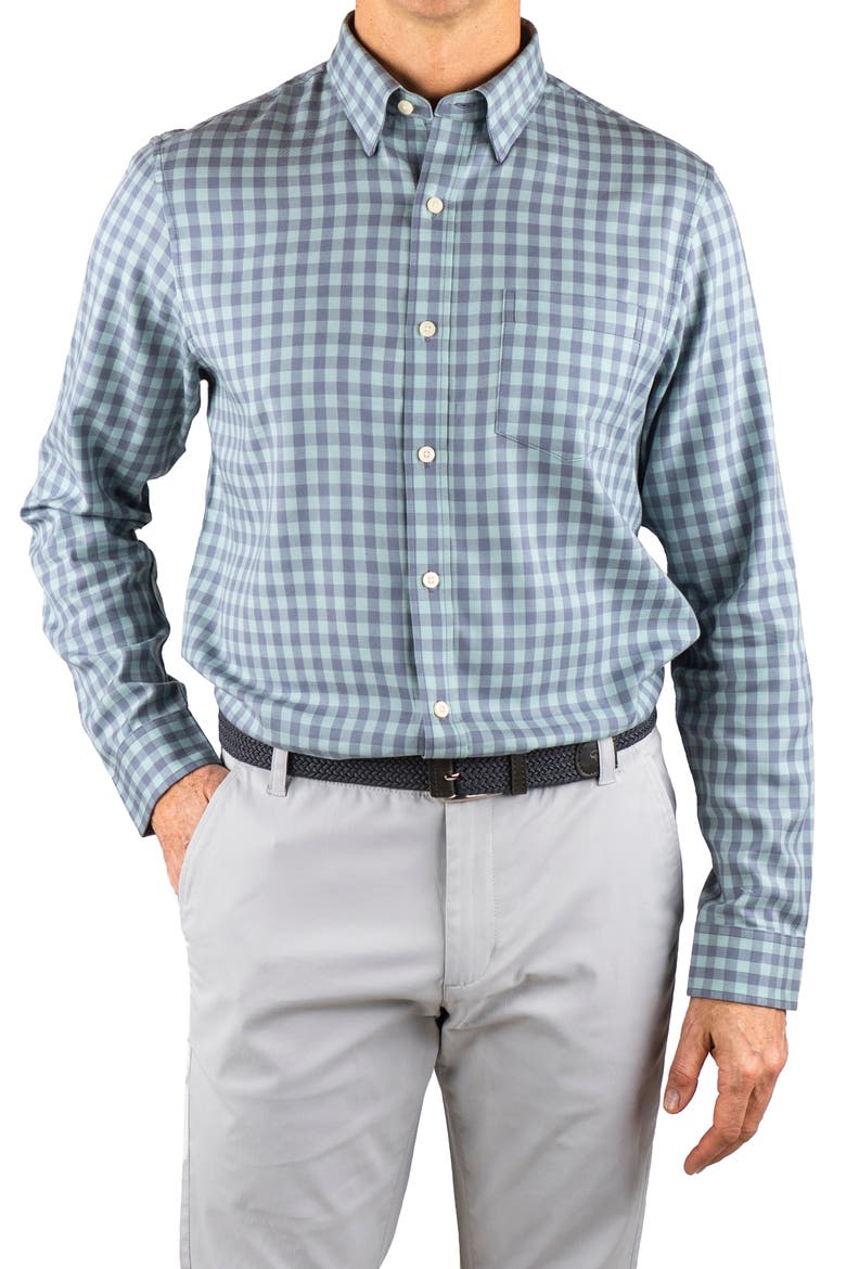 Button Down Shirt, Main, color, AQUA GRAY/ INFINITY GINGHAM