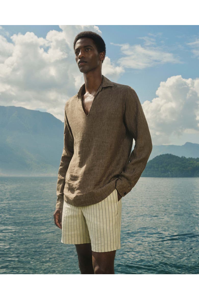Alex Relaxed Fit Linen Shorts, Alternate, color, LATTE/NIGHT IRIS