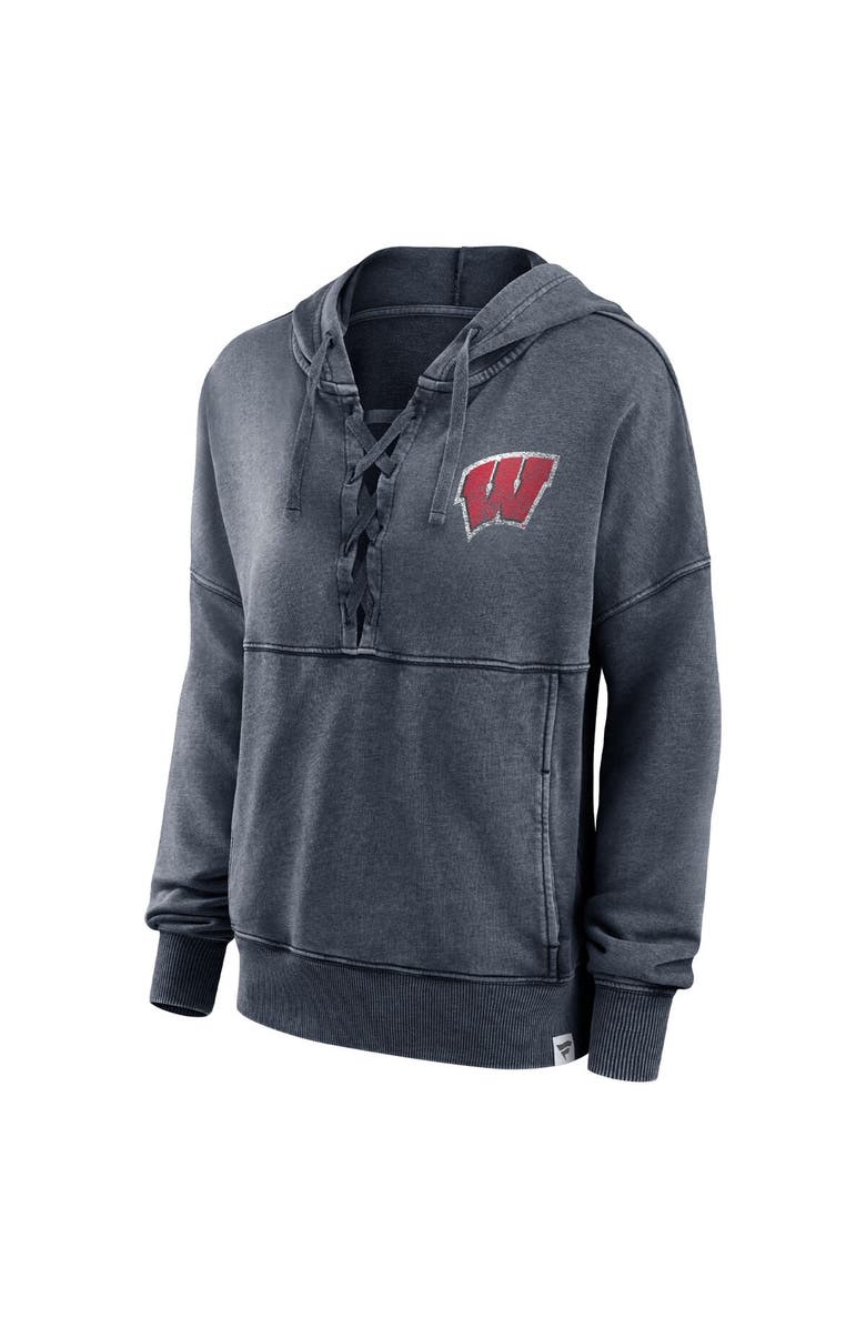 FANATICS Women's Fanatics Branded Heathered Charcoal Wisconsin Badgers Overall Speed Lace-Up Pullover Hoodie, Alternate, color, Heather Charcoal