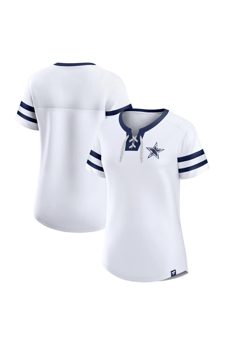 FANATICS Women's Fanatics Branded White Dallas Cowboys Sunday Best Lace-Up T-Shirt, Alternate, color, 