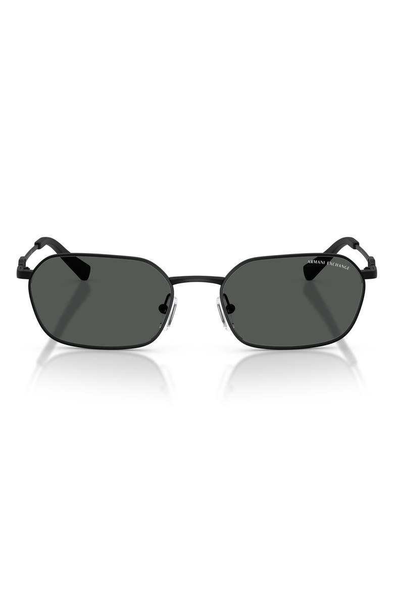 AX Armani Exchange 54mm Irregular Sunglasses, Main, color, Matte Black / Dark Grey