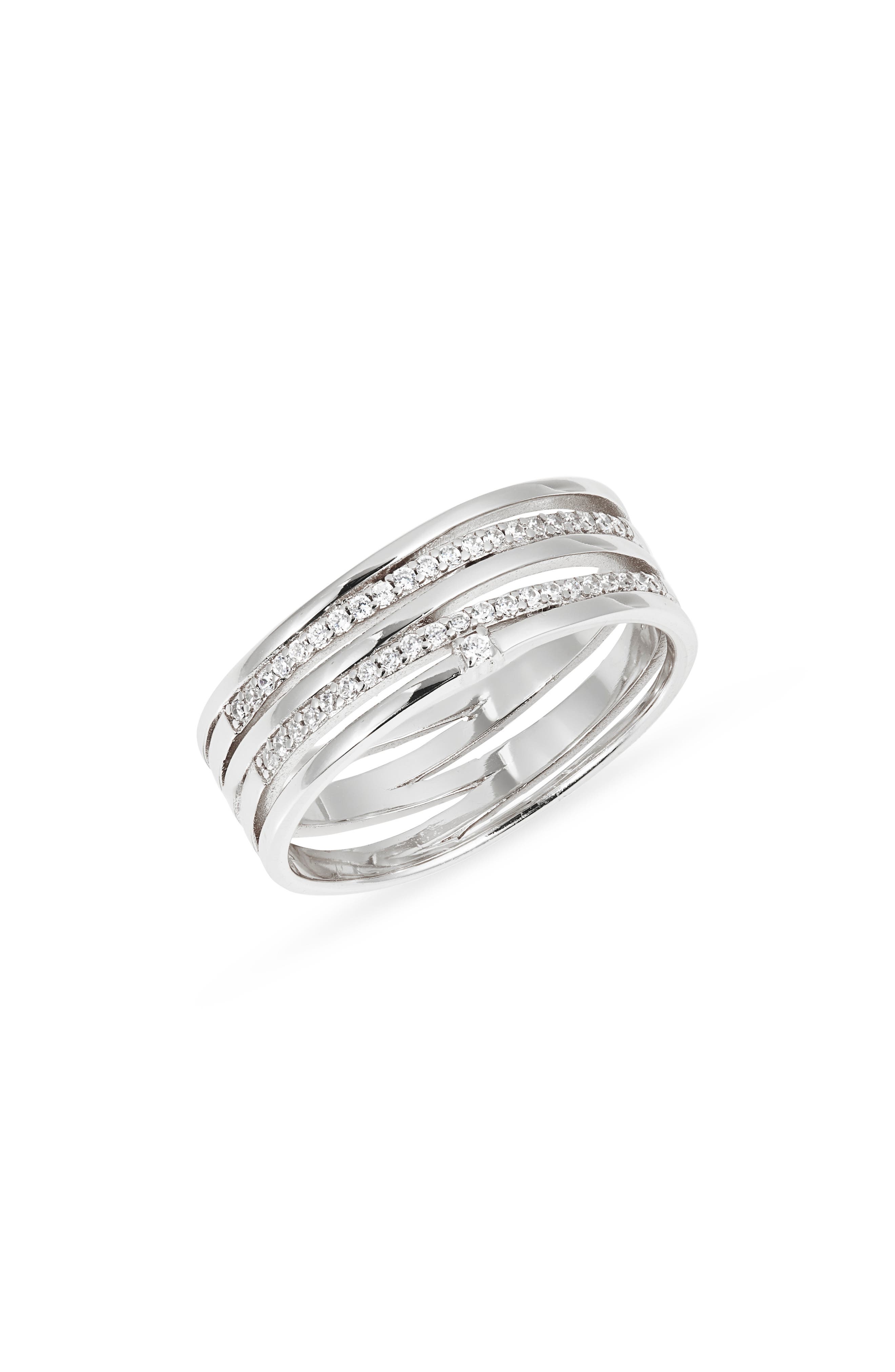Nordstrom Demifine Cubic Zirconia Crossover Multiband Ring
