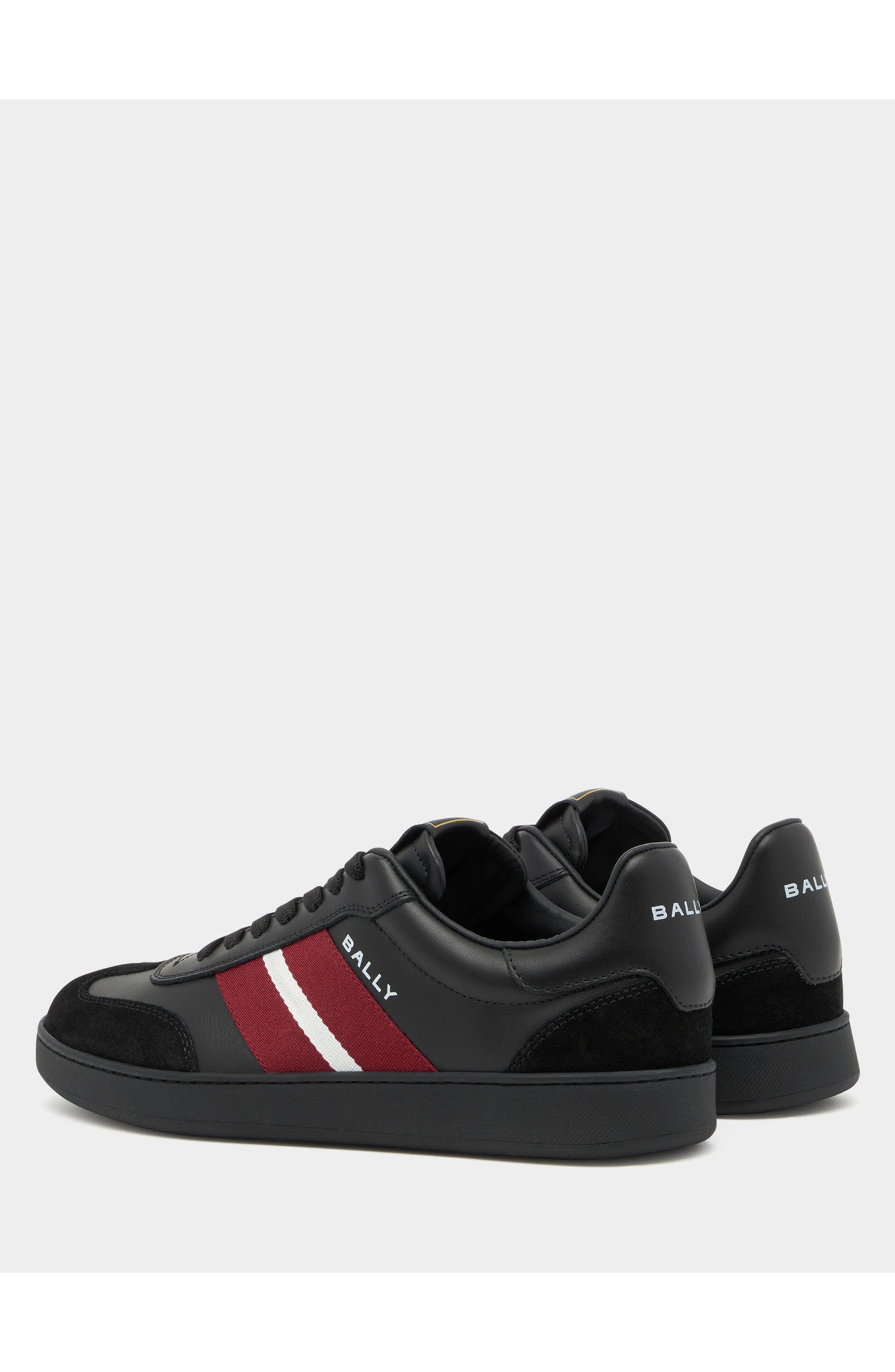 Bally Sneaker in Plain Leather, Alternate, color, Black