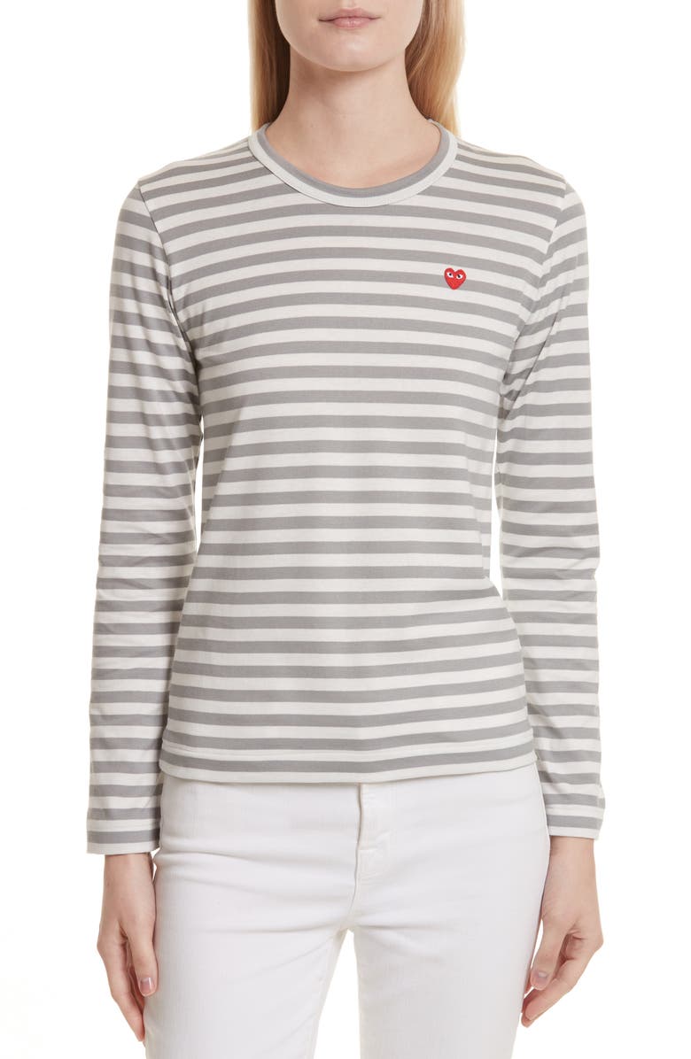 Comme des Garçons PLAY Stripe Long Sleeve T-Shirt, Main, color,