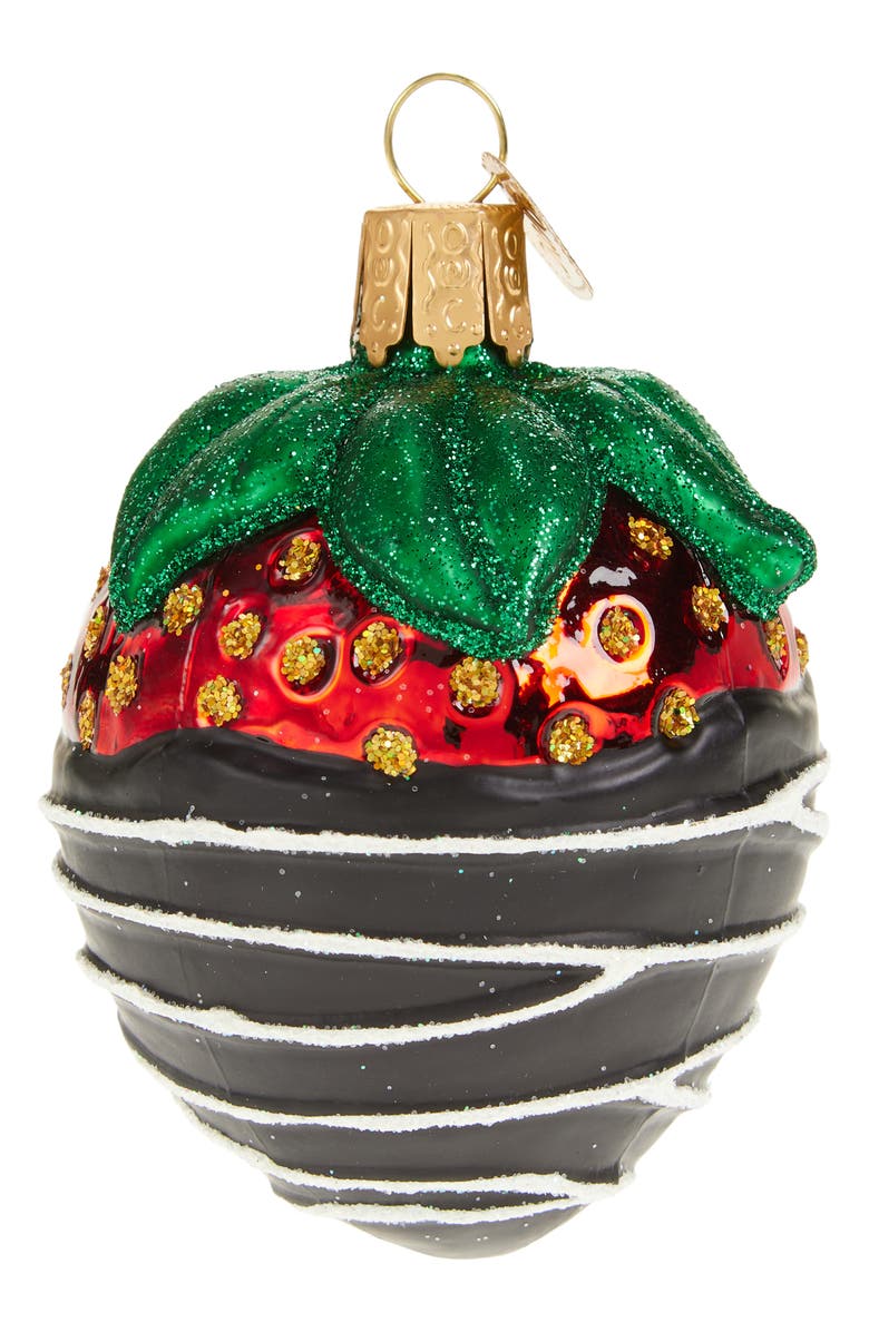 Old World Christmas Chocolate Dipped Strawberry Ornament, Main, color, Red/ Brown/ White/ Green