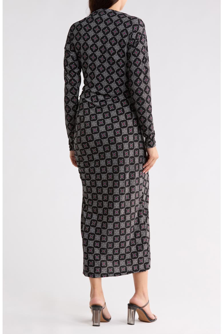 Geometric Ruched Dress, Alternate, color, BLACK