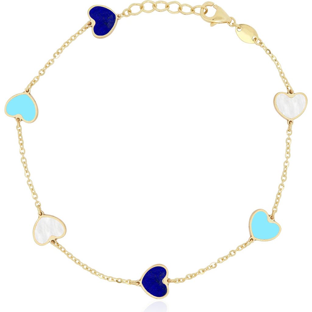The Lovery Fine Jewelry Mixed Blue Heart Station Bracelet In Blue