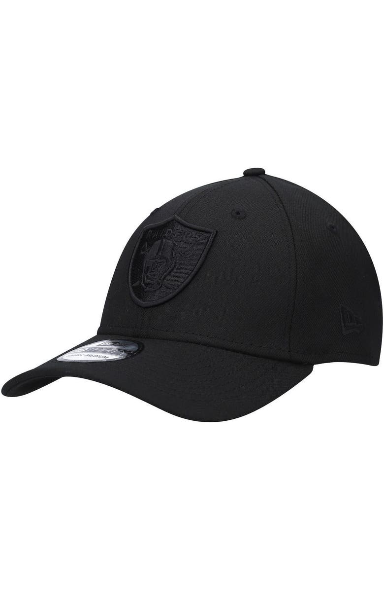 New Era Men's New Era Las Vegas Raiders Black On Black Historic Logo 39THIRTY Flex Hat, Main, color,