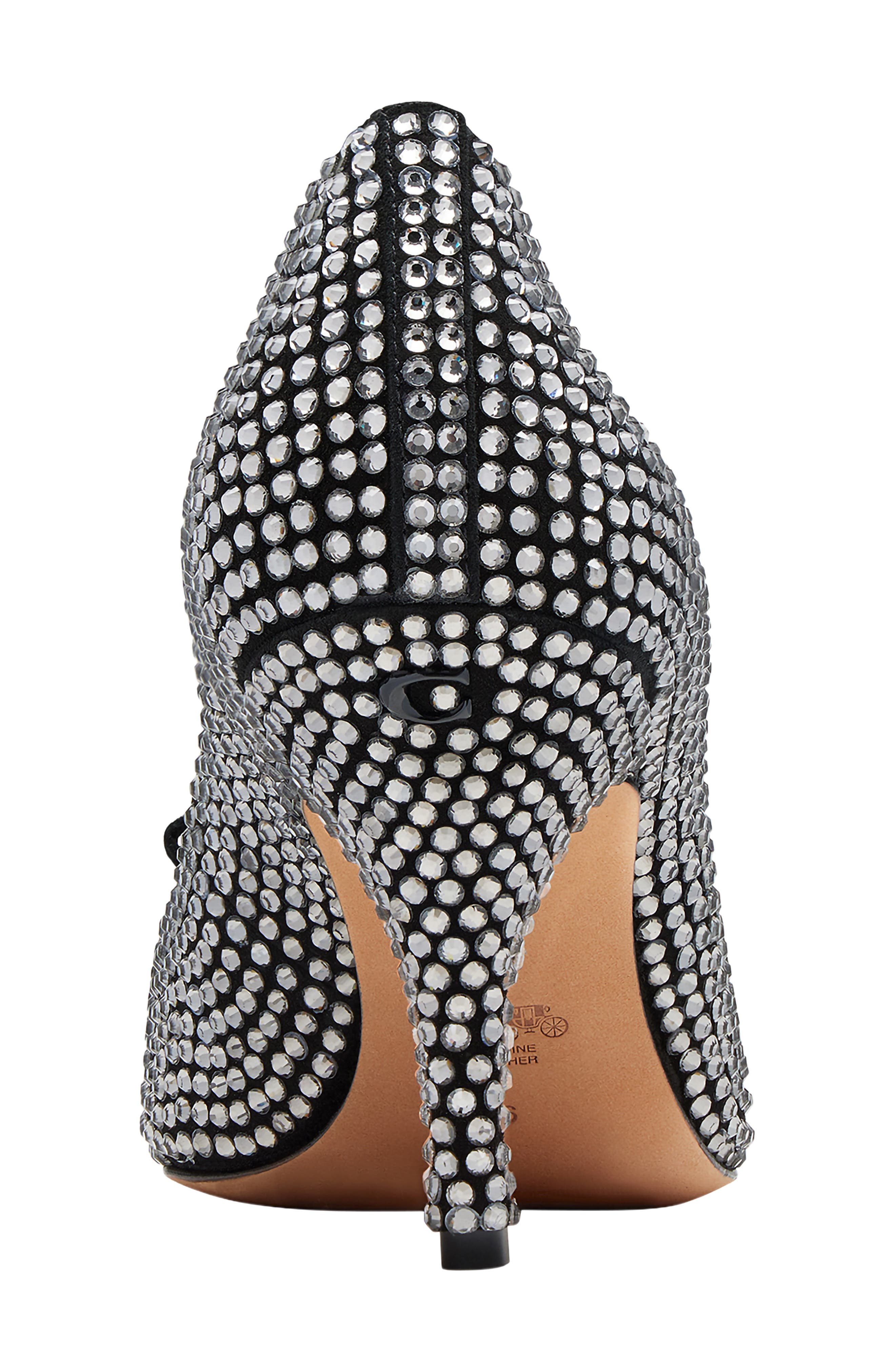 COACH Crystal Pointed Toe Pump, Alternate, color, Black