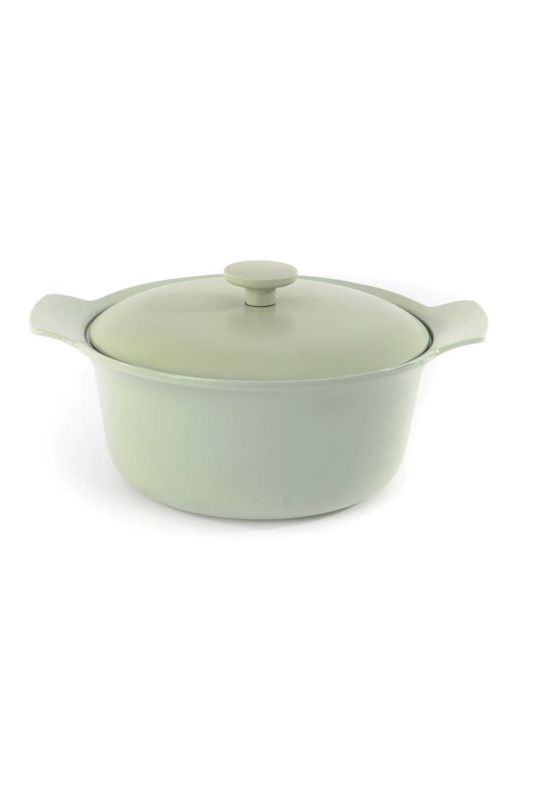 Green Cast Iron 4.4 Quart Covered Stockpot, Main, color, MULTI