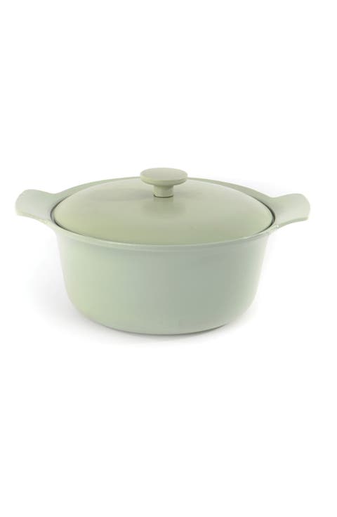 Green Cast Iron 4.4 Quart Covered Stockpot