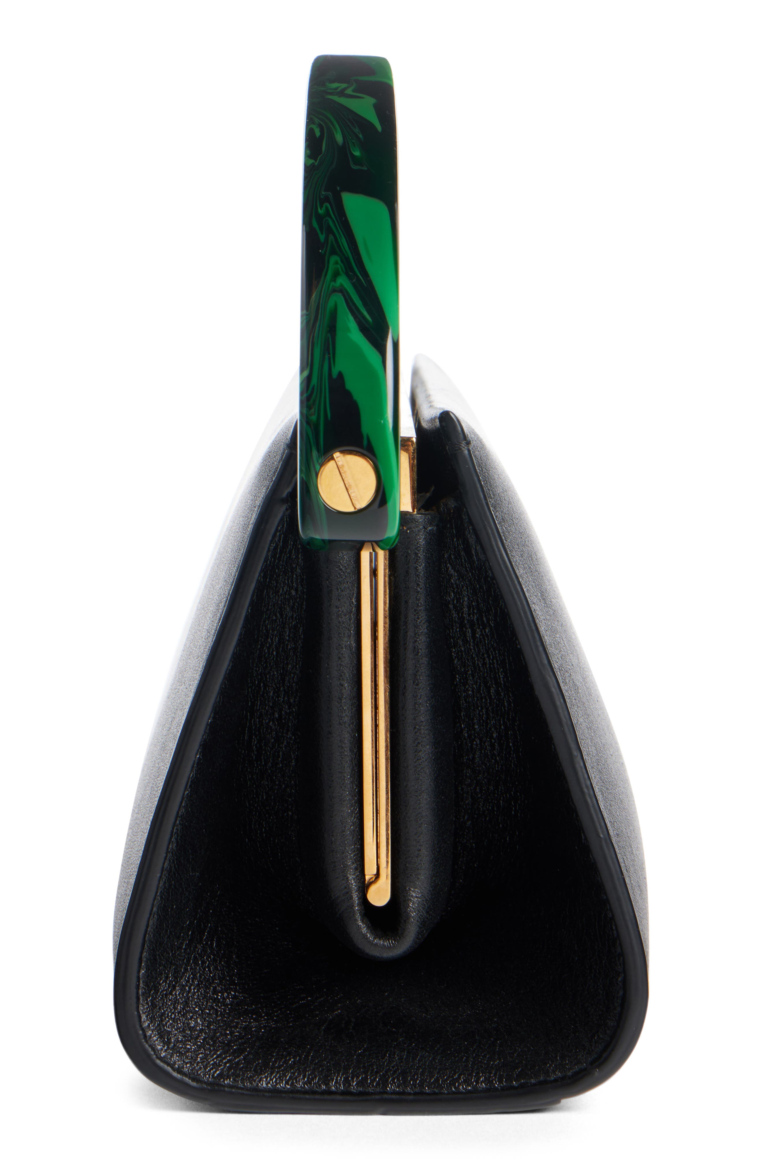 Dries Van Noten Crisp Leather Top Handle Bag, Alternate, color, 900 Black