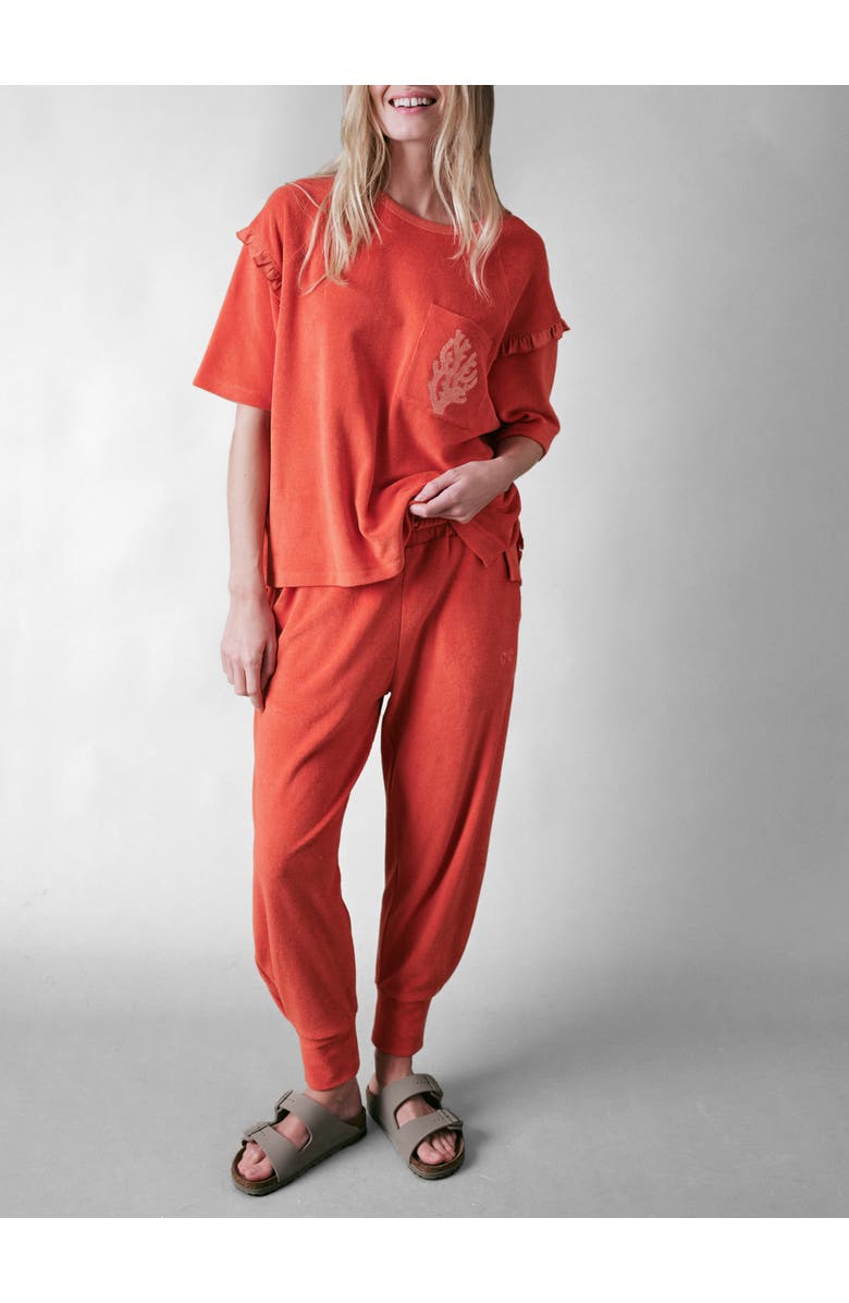 Cape Cove Sea Coral Slim Terry Pant, Alternate, color, Burnt Orange