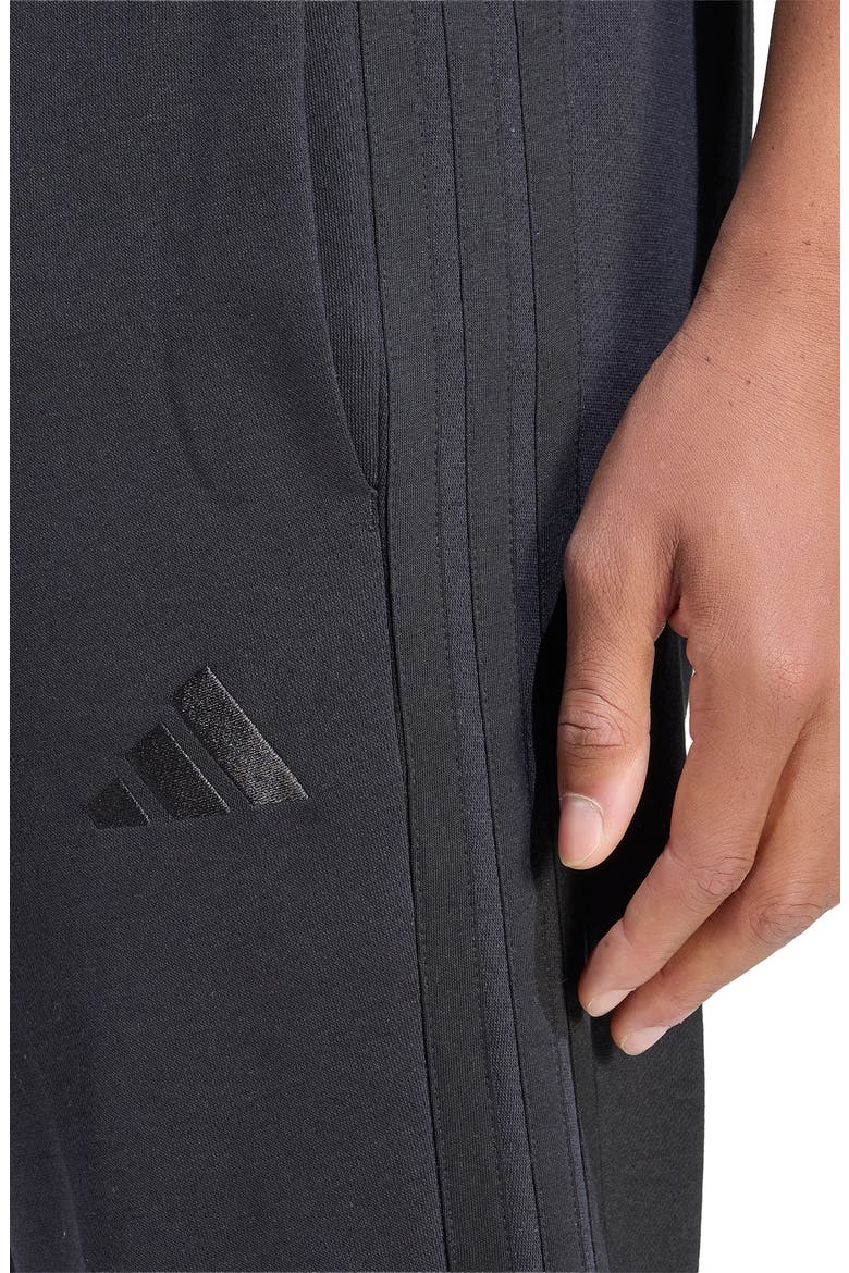 Essentials 3-Stripes Fleece Track Pants, Alternate, color, BLACK/ BLACK
