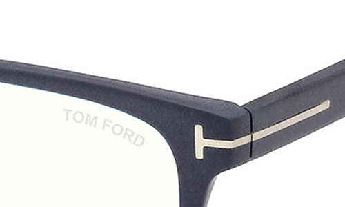 Tom Ford 54mm Rectangular Blue Light Blocking Glasses In Deep Blue/t Logo