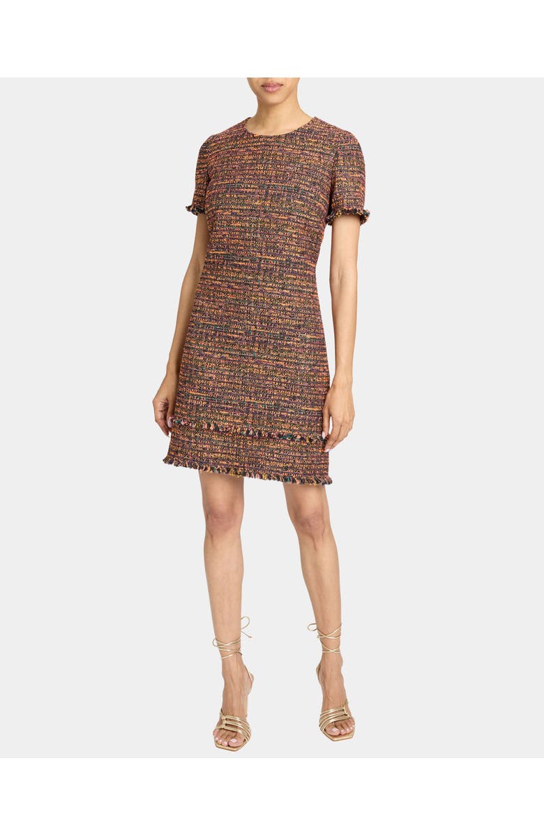 Santorelli MELANIA Short Sleeve Shift Dress in Multi Color Modern Tweed, Main, color, 