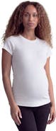 24seven Comfort Apparel Maternity Basic Ribbed Knit Round Neck Short Sleeve Top