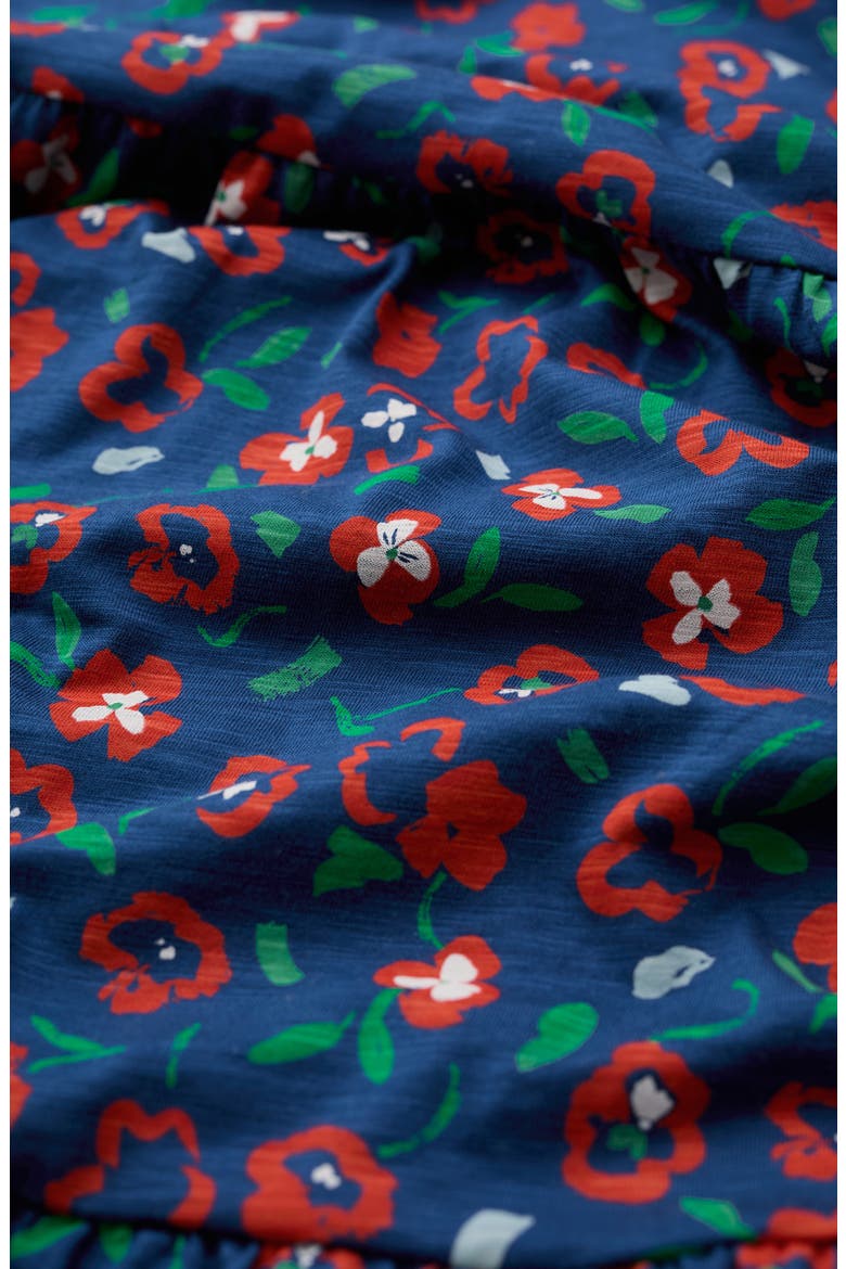 Line Strokes Floral Organic Cotton Midi Dress, Alternate, color, ARTY PANSY CAYENNE