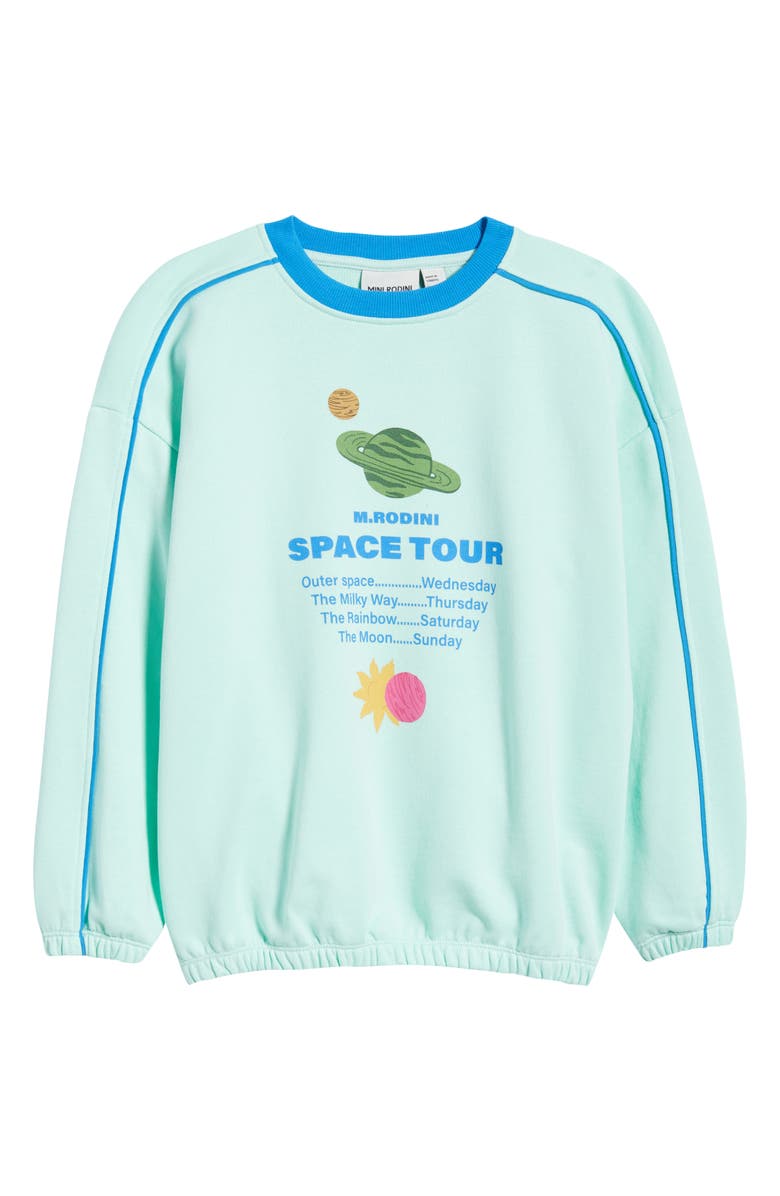 Mini Rodini Kids' Space Tour Sweatshirt, Main, color, Blue Green