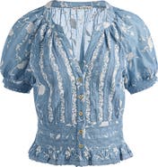 Alice + Olivia Kathryn Lace & Embroidered Crop Top