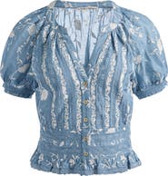 Alice + Olivia Kathryn Lace & Embroidered Crop Top