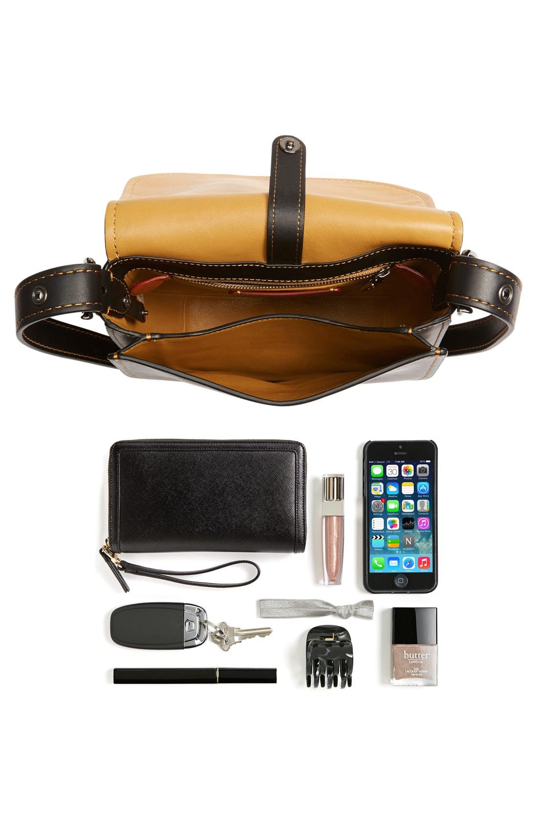 1941 '23' Leather Saddle Bag, Alternate, color, BLACK