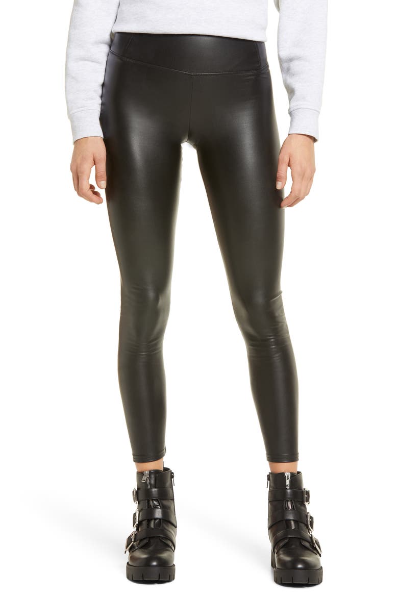 Cora Faux Leather Leggings, Main, color, BLACK