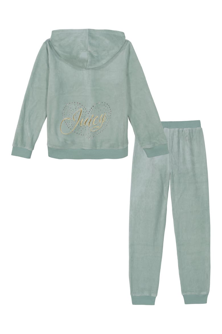 Velour Hoodie & Joggers Set, Alternate, color, SAGE