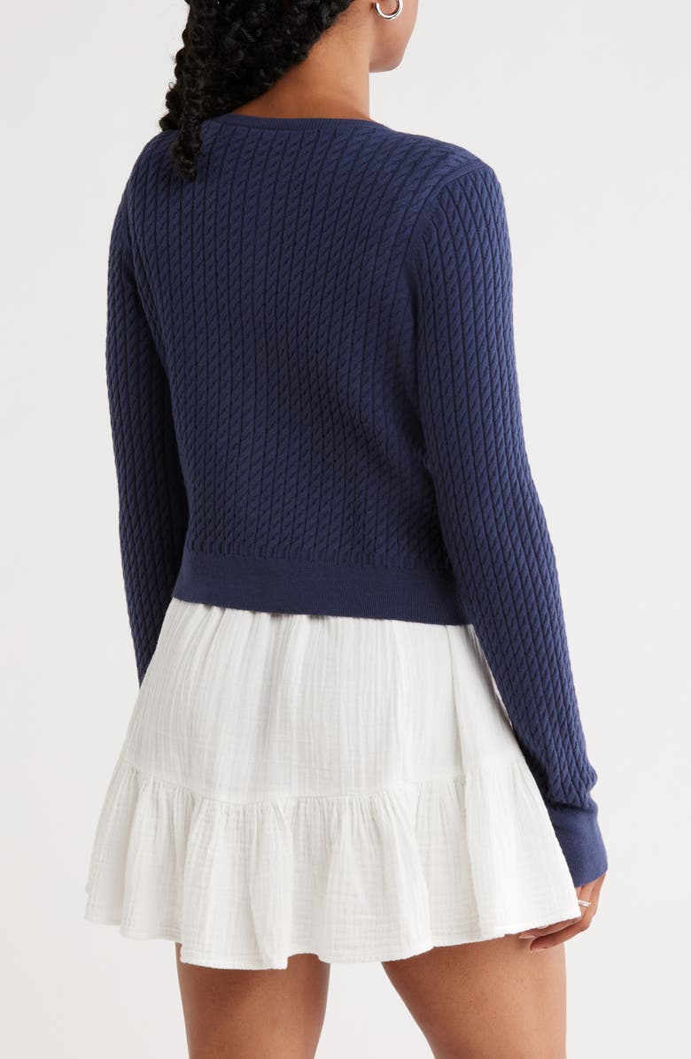 Abound Cable Knit Cardigan, Alternate, color, Navy Iris
