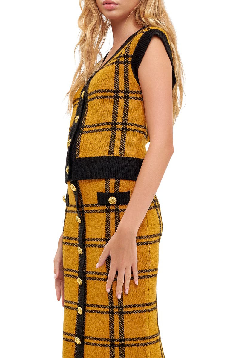 English Factory Plaid Double Knit Sweater Vest, Alternate, color, 