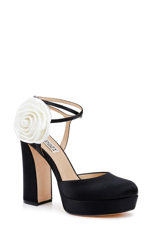 Shop Badgley Mischka Collection Janessa Ankle Strap Platform Pump In Black Satin