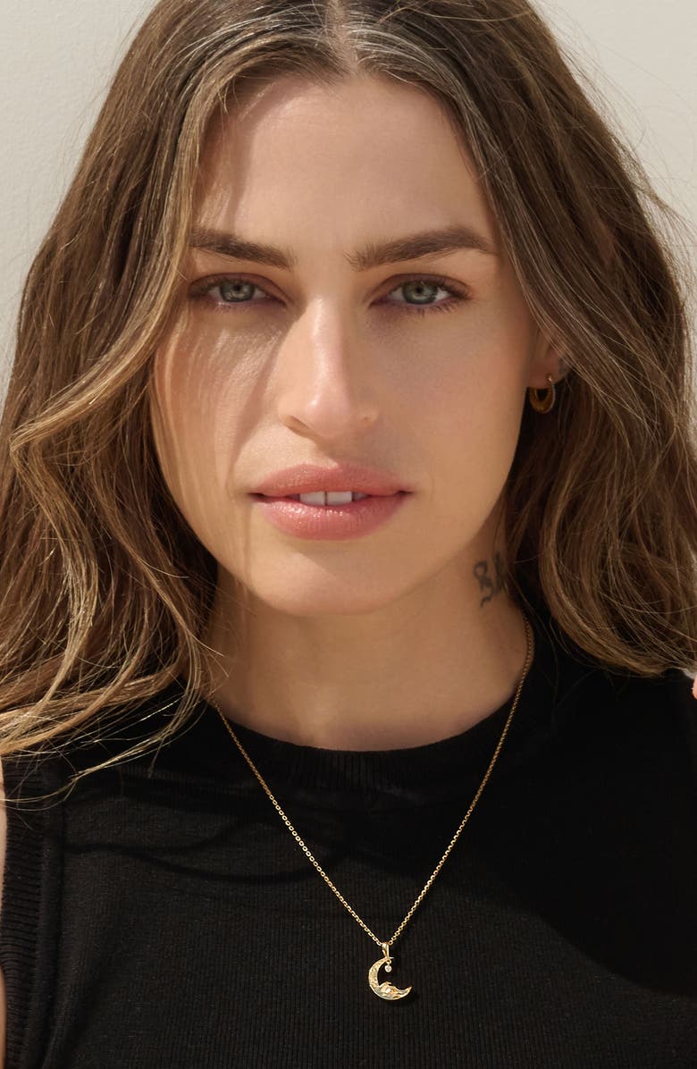 Awe Inspired Diamond Moon Necklace, Alternate, color, 