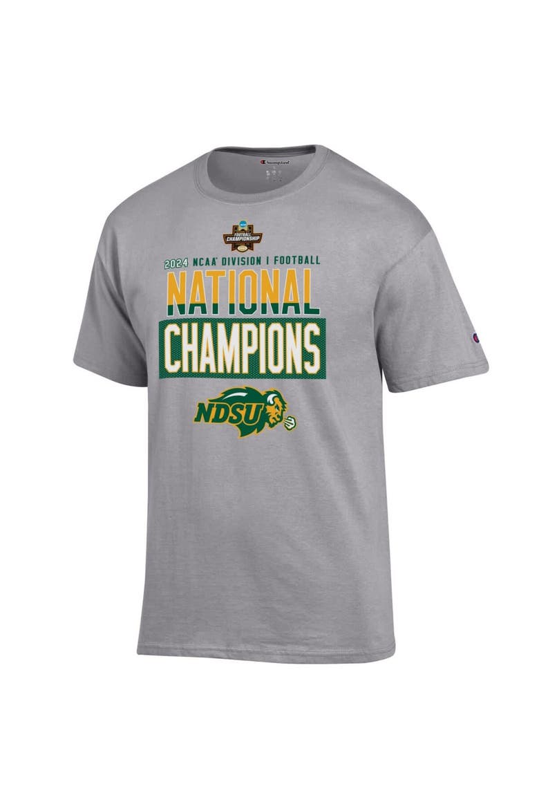 Men's Champion  Gray NDSU Bison 2024 NCAA FCS Football National Champions Locker Room T-Shirt, Alternate, color, Gray