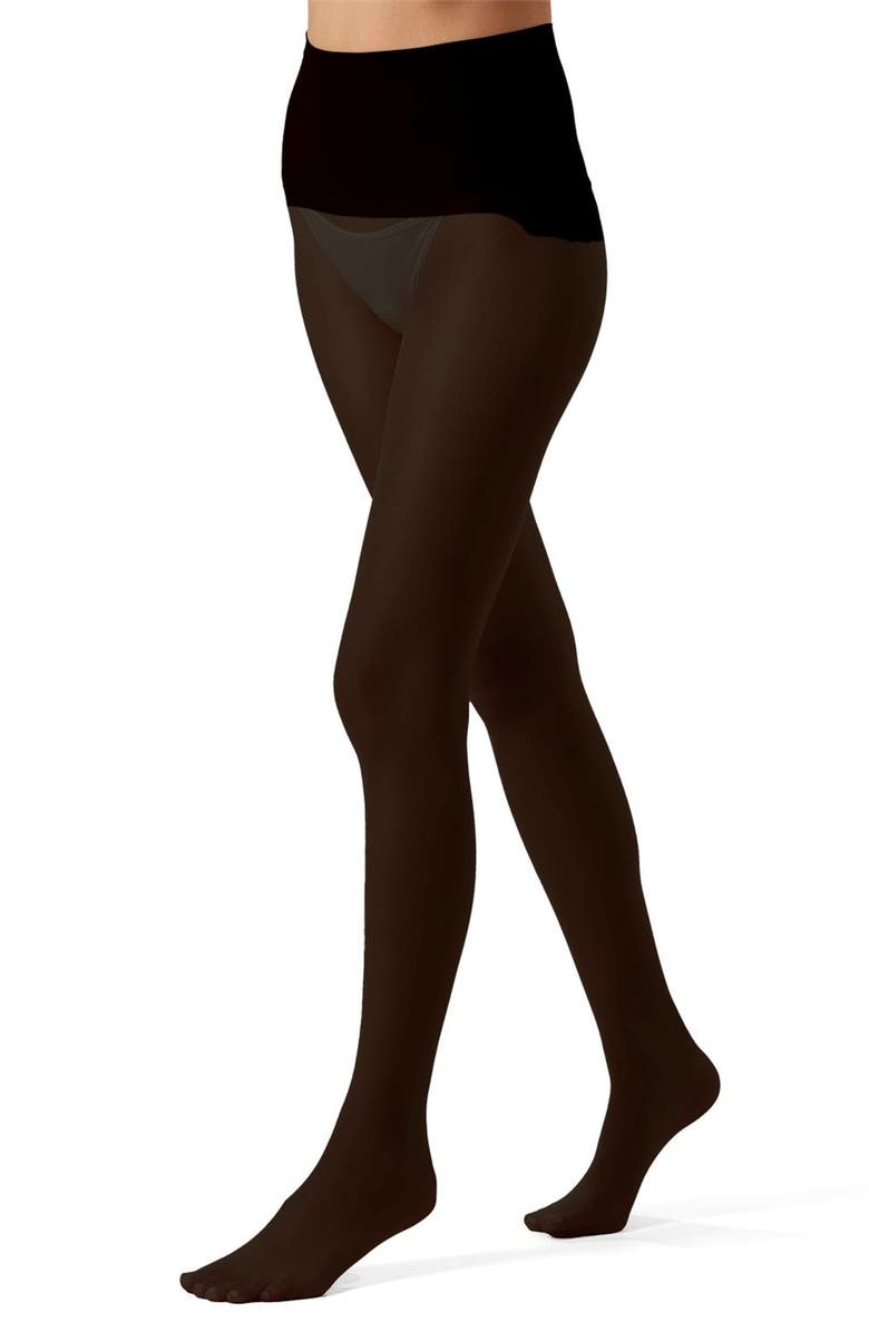 MeMoi Crystal Sheer Seamless Tights, Alternate, color, Black