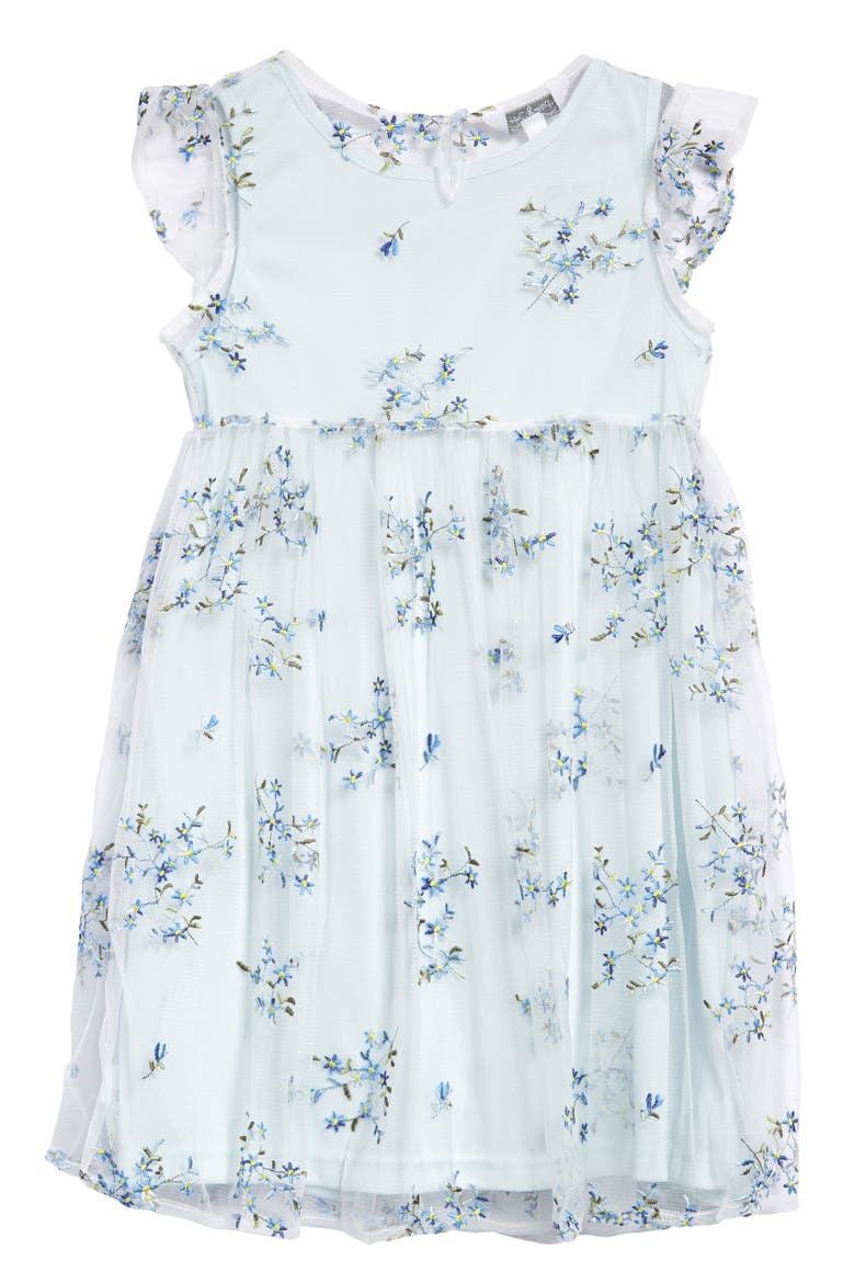 Kids' Floral Embroidered Party Dress, Alternate, color, BLUE