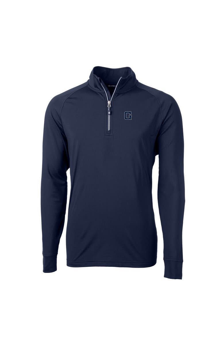 Cutter & Buck Men's Cutter & Buck Navy Georgetown Hoyas Adapt Eco Knit Stretch Recycled Big & Tall Quarter-Zip Pullover Top, Alternate, color, 